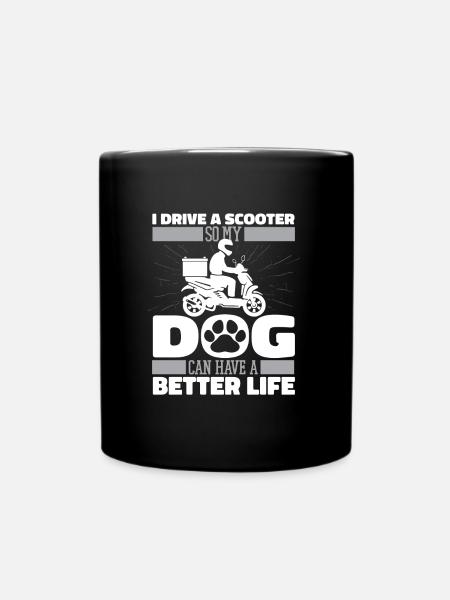 Motorroller Hund - Tasse einfarbig - Schwarz