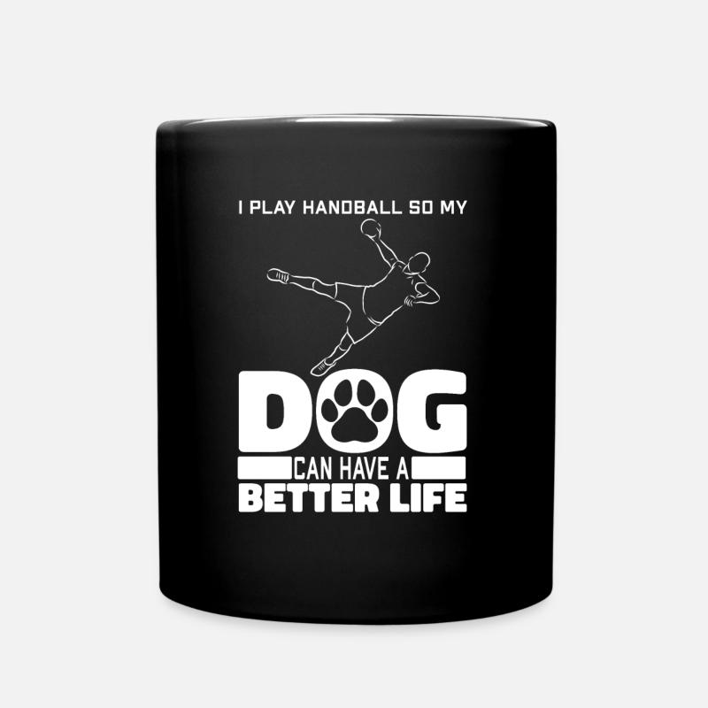 Handball Handballer Hund - Tasse einfarbig - Schwarz