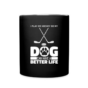 Eishockey Hund - Tasse einfarbig - Schwarz - Vorne