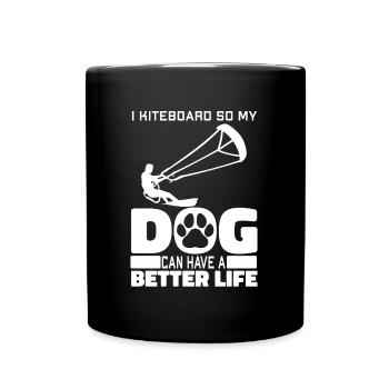 Kitesurfer Kitesurfen Kiten Kitesurfing Hund - Tasse einfarbig - Schwarz - Vorne