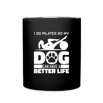 Pilates Hund - Tasse einfarbig - Schwarz - Vorne