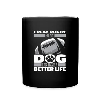 Rugby Hund - Tasse einfarbig - Schwarz - Vorne