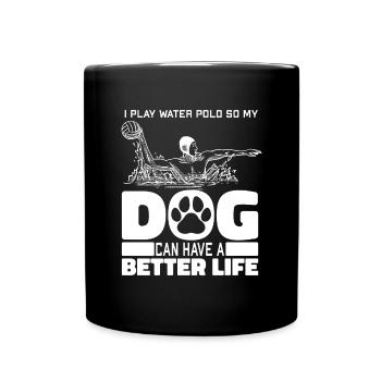 Wasserball Wasserballer Hund - Tasse einfarbig - Schwarz - Vorne