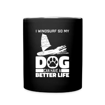 Planche à voile Windsurfer Dog - Mug uni - noir - Devant