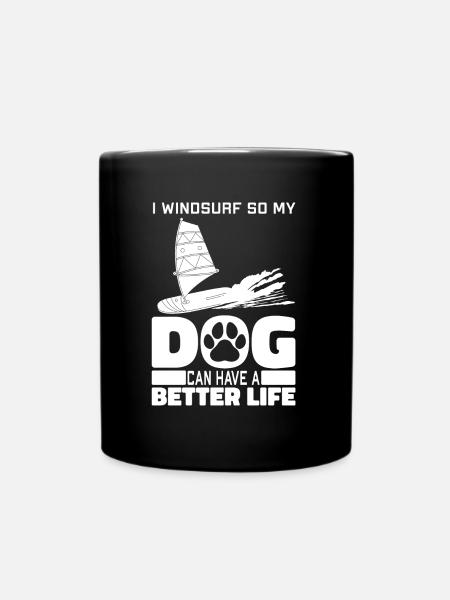 Windsurfing Windsurfer Dog - Full Colour Mug - black