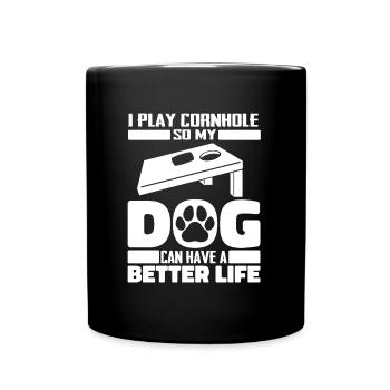 Cornhole Sackloch Spiel Hund - Tasse einfarbig - Schwarz - Vorne