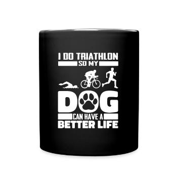 Triathlon Triathlete Dog - Full Colour Mug - black - Front