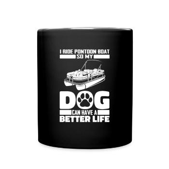 Pontonboot Hund - Tasse einfarbig - Schwarz - Vorne