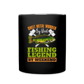 Sheet Metal Worker By Week Fishing Welder Mechanic - Full Colour Mug - black - Front