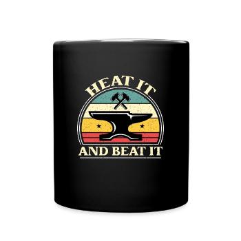 Forger la chaleur et battre les forgerons Retro Anvils - Mug uni - noir - Devant