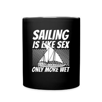 Voilier à voile drôle - Mug uni - noir - Devant