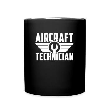 Flugzeug Mechaniker Schlüssel Aircrat Technician - Tasse einfarbig - Schwarz - Vorne