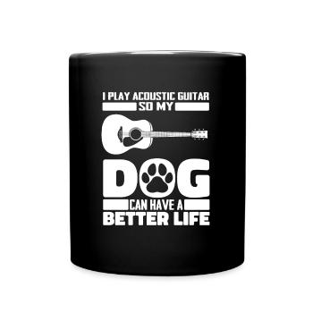 Akustikgitarre Hund - Tasse einfarbig - Schwarz - Vorne