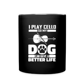 Violoncelle Chien violoncelliste - Mug uni - noir - Devant
