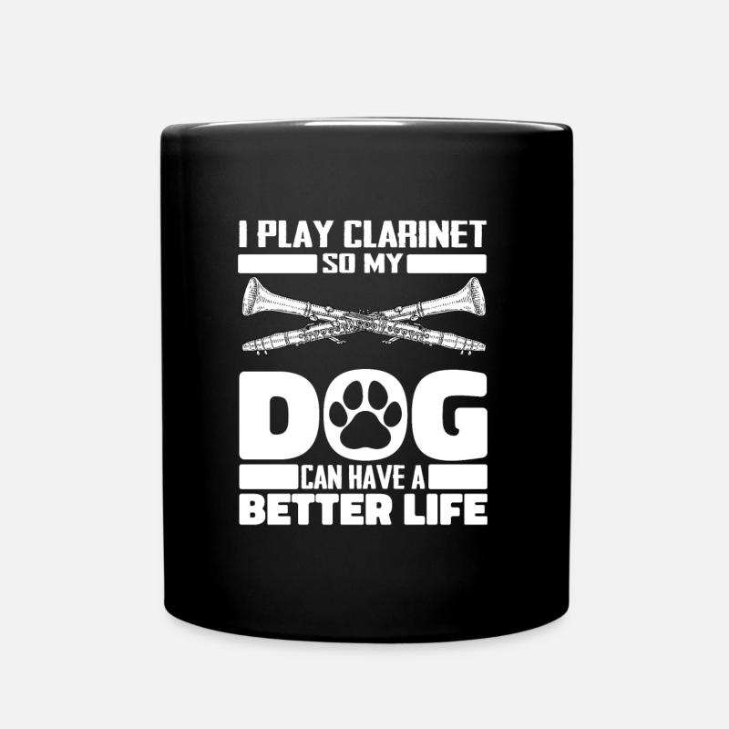 Klarinette Klarinettist Hund - Tasse einfarbig - Schwarz