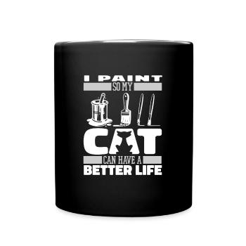 Painter Varnisher Cat - Full Colour Mug - black - Front