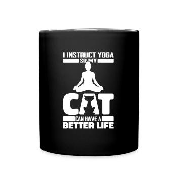 Yoga Teacher Yoga Instructor Cat - Full Colour Mug - black - Front