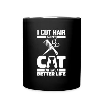 Barber Barbershop Cat - Full Colour Mug - black - Front