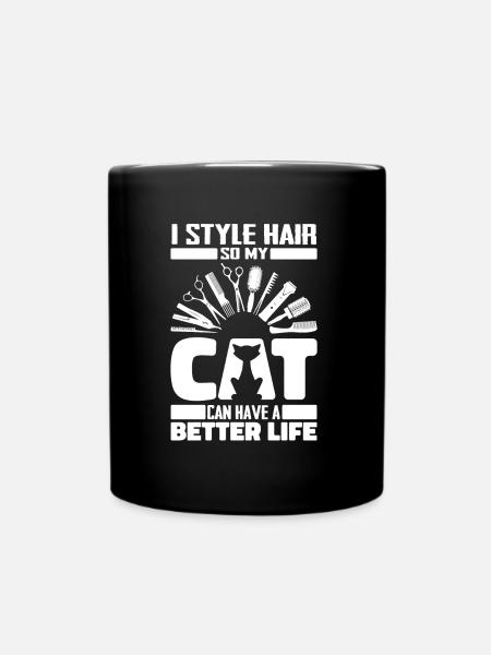 Friseur Hairstylist Katze - Tasse einfarbig - Schwarz