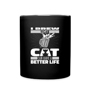 Hobby Brewer Beer Craft Beer Cat - Full Colour Mug - black - Front