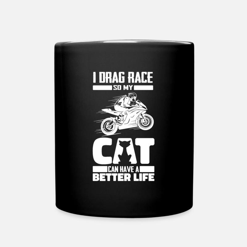 Dragster Drag Race Katze - Tasse einfarbig - Schwarz