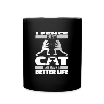 Fencing Fencing Cat - Full Colour Mug - black - Front