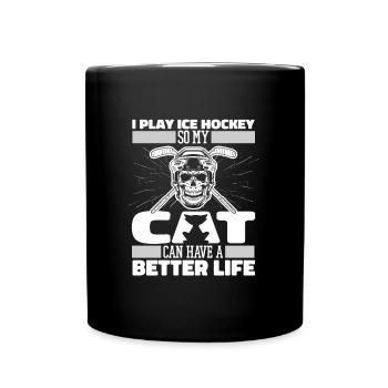Chat de hockey sur glace - Mug uni - noir - Devant