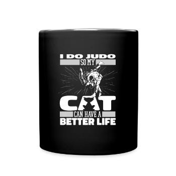 Judoka Katze - Tasse einfarbig - Schwarz - Vorne