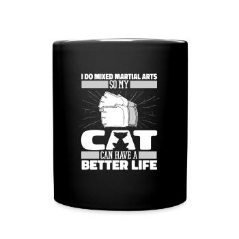 Mixed Martial Arts Katze - Tasse einfarbig - Schwarz - Vorne