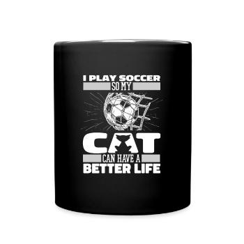 Football Footballer Cat - Full Colour Mug - black - Front