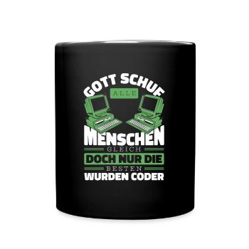 Entwickler Coder Programmierer Gott - Tasse einfarbig - Schwarz - Vorne