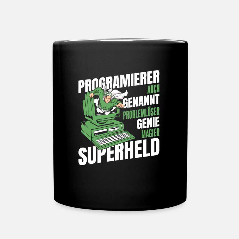 Entwickler Coder Programmierer Superheld - Tasse einfarbig - Schwarz