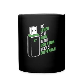 Entwickler Coder Programmierer USB - Tasse einfarbig - Schwarz - Vorne