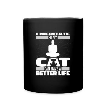 Meditation Meditate Cat - Full Colour Mug - black - Front