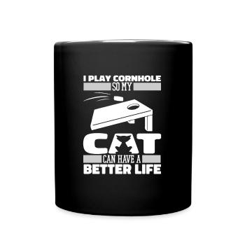 Cornhole Sackloch Spiel Katze - Tasse einfarbig - Schwarz - Vorne