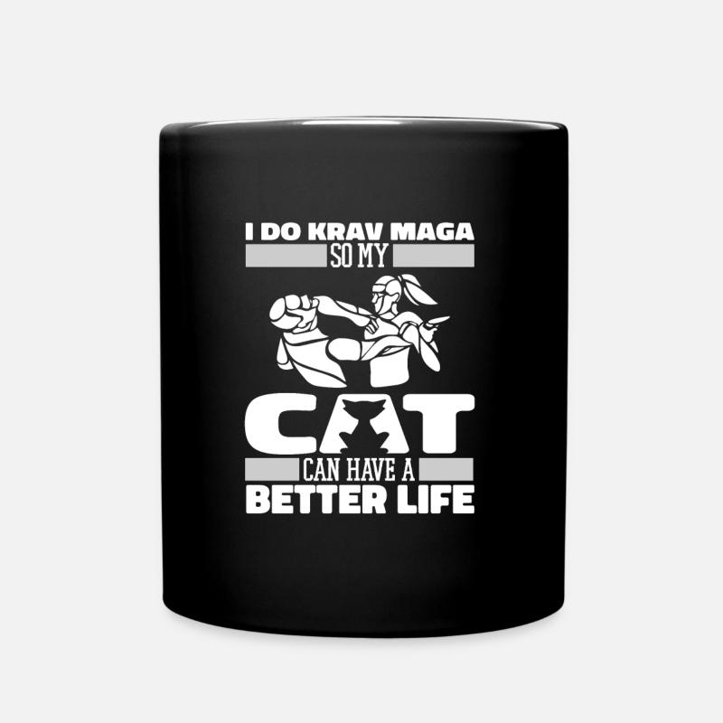 Krav Maga Katze - Tasse einfarbig - Schwarz