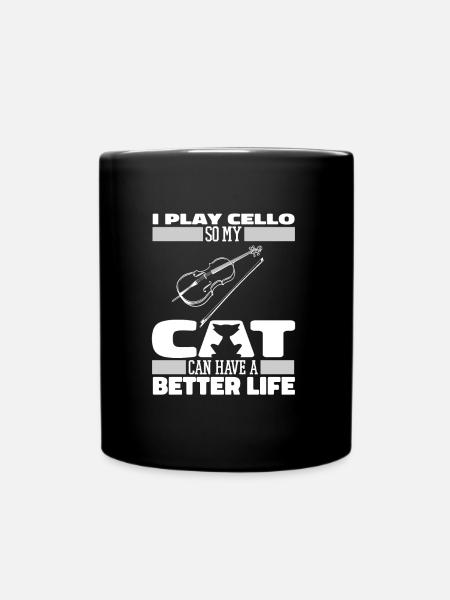 Cello Cellist Katze - Tasse einfarbig - Schwarz