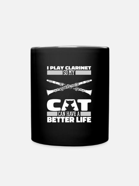 Klarinette Klarinettist Katze - Tasse einfarbig - Schwarz