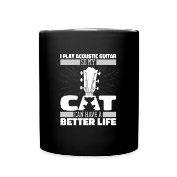 Akustikgitarre Katze - Tasse einfarbig - Schwarz - Vorne