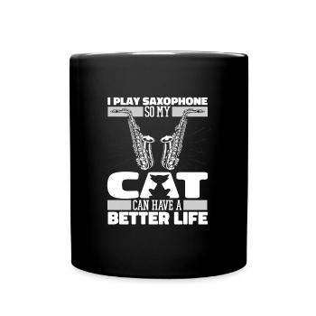 Saxophone Saxophone Cat - Mug uni - noir - Devant