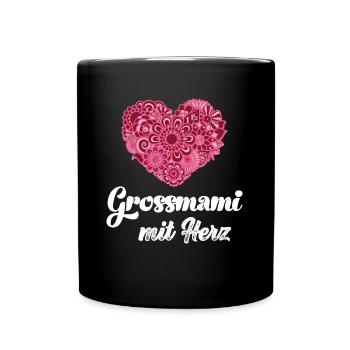 Grossmami mit Herz Oma Schweiz Grosi Schweizer Oma - Tasse einfarbig - Schwarz - Vorne