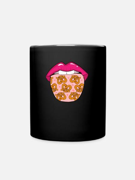 Brezel Lippen - Tasse einfarbig - Schwarz