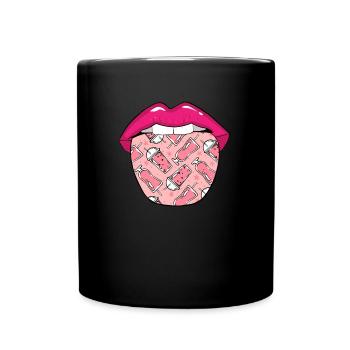 Smoothie Zunge - Tasse einfarbig - Schwarz - Vorne