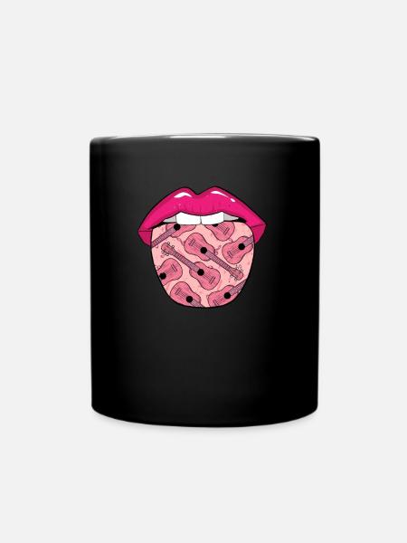 Ukulele Lips - Full Colour Mug - black