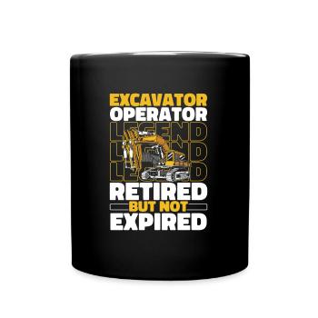 Retired excavator driver - Full Colour Mug - black - Front