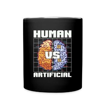 Artificial Intelligence Human VS Engineer Robotics - Full Colour Mug - black - Front