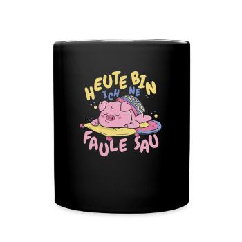 Schwein Schweinebauer Witzig Schwein - Tasse einfarbig - Schwarz - Vorne