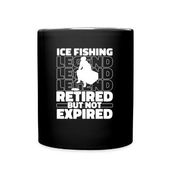 Eisfischen Eisangeln Rentner - Tasse einfarbig - Schwarz - Vorne