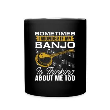 Banjo Parfois, je me demande si mon instrument de musique - Mug uni - noir - Devant