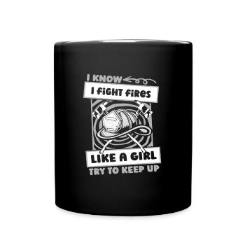 Firefighter Girl - Full Colour Mug - black - Front
